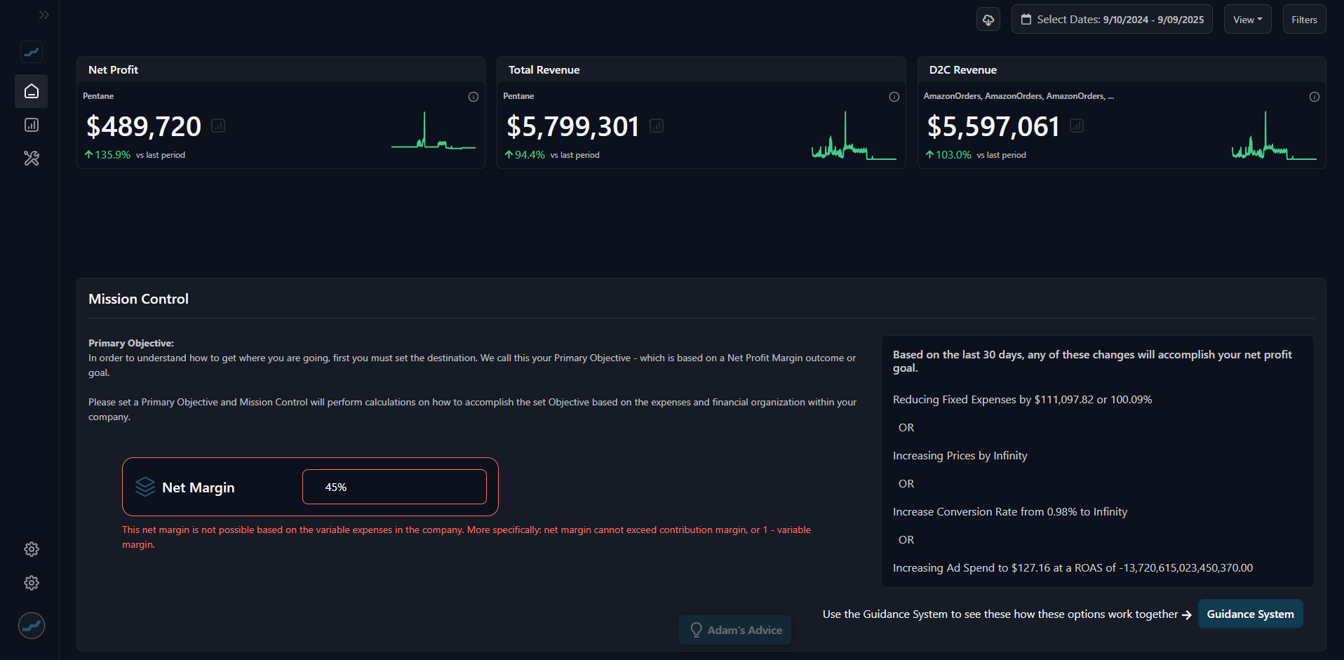 Pentane Dashboard